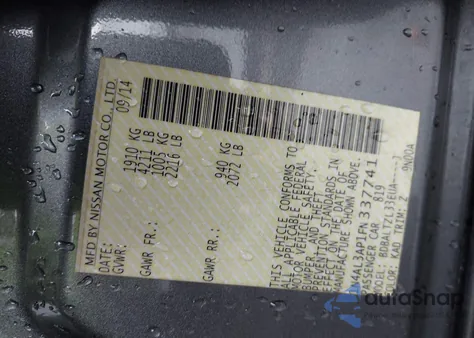 2015 Nissan Altima 2.5 Sl from USA, damaged, VIN 1N4AL3AP1FN337741